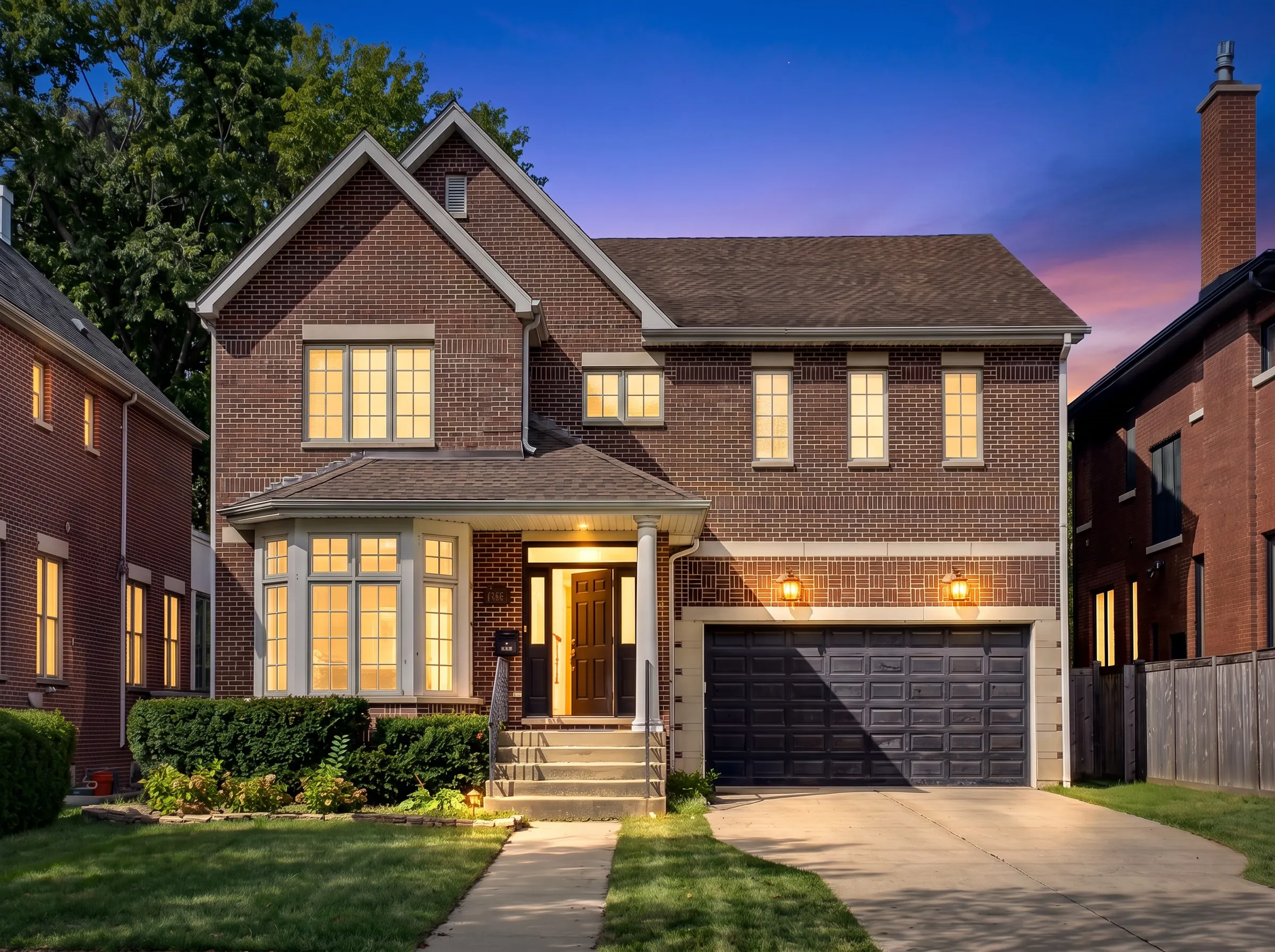 Twilight exterior conversion of a brick colonial home shot by Ian K Captures