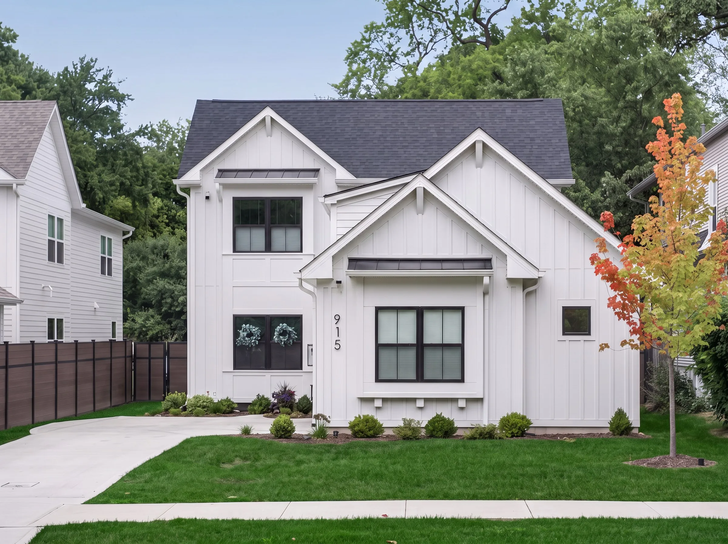 Daytime exterior photo of a modern farmhouse shot by Ian K Captures