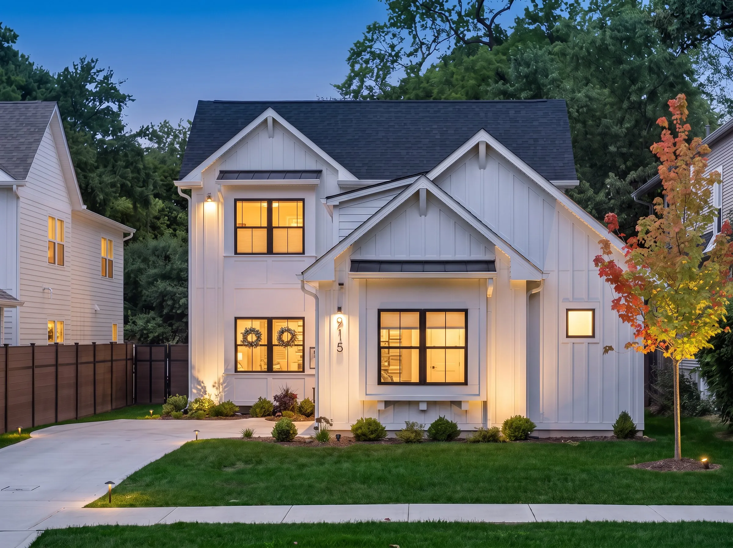 Twilight exterior conversion of a modern farmhouse shot by Ian K Captures